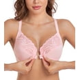 thumbnail image 1 of Exerin Racerback Full Figure Underwire Women's Front Close Bra Seamless Unlined Bra(Pink,40D), 1 of 7