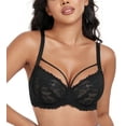 thumbnail image 1 of Exerin Women's Sexy Lace Bras Underwire Plus Size See Through Mesh Sheer Bra(36DDD,Black), 1 of 6