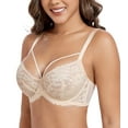thumbnail image 1 of Exerin Women's Sexy Lace Bras Underwire Plus Size See Through Mesh Sheer Bra(Beige,42D), 1 of 5