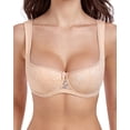 thumbnail image 1 of Exerin Women's Floral Lace Demi Low Cut Lightly Padded Underwire Balconette Bra(36B,Beige), 1 of 7