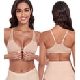 thumbnail image 1 of Exerin Women's Front Close Unlined Underwire V-Neck Racerback Bra(36C,Beige), 1 of 8