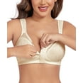 thumbnail image 1 of Exerin Women's Front Closure Full Coverage Wirefree Posture Back Plus Size Bra(Light Beige,40DD), 1 of 6