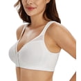 thumbnail image 1 of Exerin Women's Front Closure Full Coverage Wirefree Posture Back Plus Size Bra(White,44C), 1 of 6
