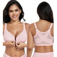 thumbnail image 1 of Exerin Women's Front Closure Non Padded Underwire Plus Size Posture Back Support Bra(34DD,Pink), 1 of 6
