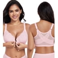 thumbnail image 1 of Exerin Women's Front Closure Non Padded Underwire Plus Size Posture Back Support Bra(36DD,Pink), 1 of 6