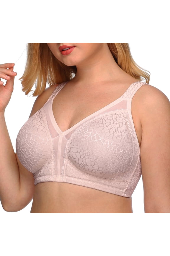 Women's Full Coverage Plus Size Comfort Double Support Unpadded Wirefree Minimizer Bra(Pink,34DD)