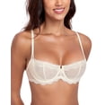 thumbnail image 1 of Exerin Women's Lace Bra Unlined Underwire Sheer Demi Balconette Bras(38DD,Nude), 1 of 6