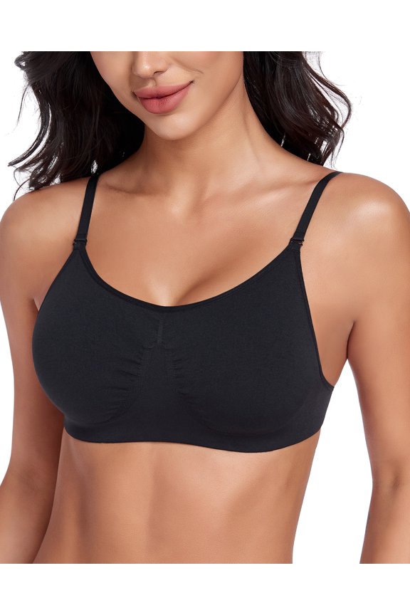 Women's Low Back Bras Wirefree Unpadded Backless Dance Bra with Convertible Straps