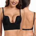 thumbnail image 1 of Exerin Women's Plunge Backless Bra Underwire Push Up Padded Multiway Low Back Bras(32B,Black), 1 of 7