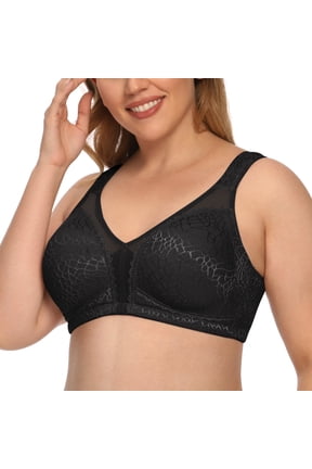 Women's Plus Size Comfort Full Coverage Double Support Unpadded Wirefree Minimizer Bra (48DD, Black)