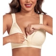thumbnail image 1 of Exerin Women's Plus Size Front Closure Minimizer Bras Wireless Non Padded Comfort Back Support Bra(36D,Beige), 1 of 6