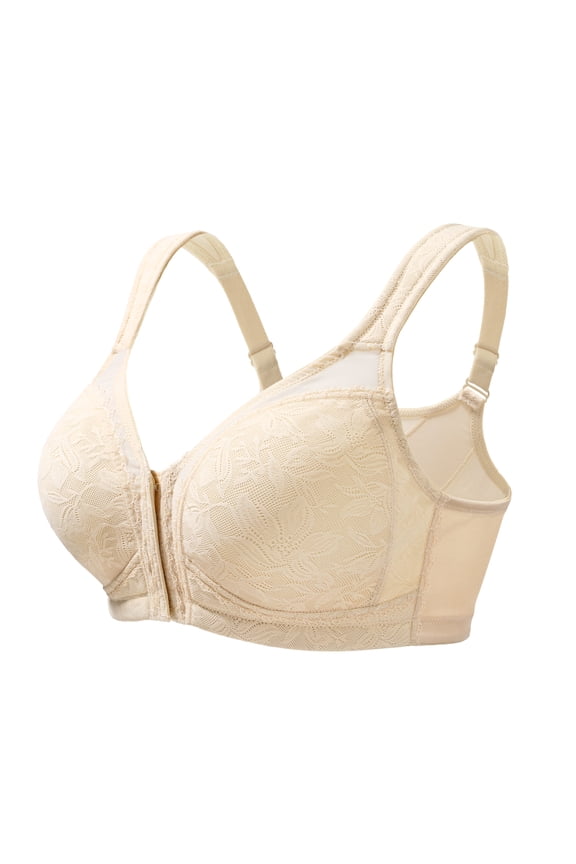 Women's Front Closure Minimizer Bras Wireless Unline Comfort Back Support Bra(40DDD)