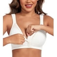 thumbnail image 1 of Exerin Women's Plus Size Front Closure Minimizer Bras Wireless Non Padded Comfort Back Support Bra(44DD,White), 1 of 6