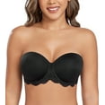 thumbnail image 1 of Exerin Women's Plus Size Strapless Full Coverage Underwire Lace Convertible Bra(36DDD,Black), 1 of 6