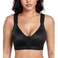 thumbnail image 1 of Exerin Women's Post Surgery Front Closure Wireless Non Padded Adjustable Wide Strap Bra(34B/C,Black), 1 of 6