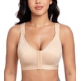 thumbnail image 1 of Exerin Women's Post Surgery Front Closure Wireless Non Padded Adjustable Wide Strap Bra(36D/DD,Beige), 1 of 7