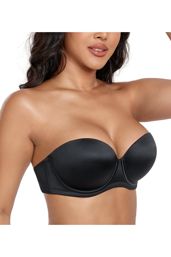 Women's Push Up Strapless Bras Underwire Padded Multiway Convertible Bra(36A,Black)