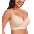 thumbnail image 1 of Exerin Women's Push Up Underwire Full Coverage Sculpting Uplift Support Hide Back Fat Bra(32C,Beige), 1 of 8