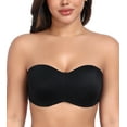 thumbnail image 1 of Exerin Women's Strapless Bras Seamless Underwire Unlined Minimizer Plus Size Bra(Black,38DD), 1 of 6