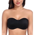 thumbnail image 1 of Exerin Women's Strapless Bras Underwire Unlined Minimizer Convertible Bra(Black,40C), 1 of 6