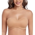 thumbnail image 1 of Exerin Women's Strapless Bras Underwire Unlined Minimizer Convertible Bra(Walnut,34DD), 1 of 6