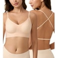 thumbnail image 1 of Exerin Women's Seamless Bras Wirefree Low Back Backless Comfort Multiway Convertible Bra(Beige,M), 1 of 7