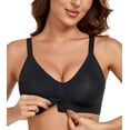 thumbnail image 1 of Exerin Women's Seamless Front Closure Bras No Underwire Comfort Posture Back Smoothing Brasieres(XL,Black), 1 of 6