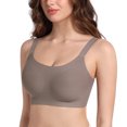 thumbnail image 1 of Exerin Women's Wireless Push Up Bra Comfort Full Coverage Seamless Bralette(Brown,XXL), 1 of 7