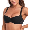 thumbnail image 1 of Exerin Women's Balconette Bra Demi Half Cup Underwire Lightly Padded(32DDD,Black), 1 of 7