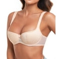 thumbnail image 1 of Exerin Women's Balconette Bra Demi Half Cup Underwire Lightly Padded(36B,Beige), 1 of 7