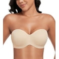 thumbnail image 1 of Exerin Women's Strapless Bra Non Slip Underwire Unpadded Seamless Minimizer Bra(Beige,34DDD), 1 of 6