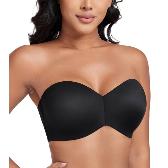 Exerin Women's Strapless Bra Non Slip Underwire Unpadded Seamless Minimizer Bra(Black,40DD)