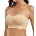 thumbnail image 1 of Exerin Women’s Strapless Bra Wireless with Removable Pads Supportive Convertible Bandeau Bras(Beige,3XL), 1 of 7