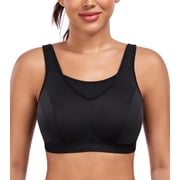Women's Wireless Full Coverage High Impact Plus Size Supportive Sports Bra(38D,Black)