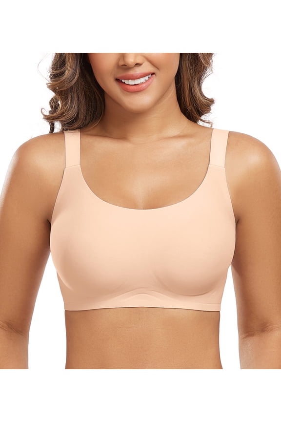 Women's Wireless Bras Full Coverage Seamless Comfort Bra(Beige,M)