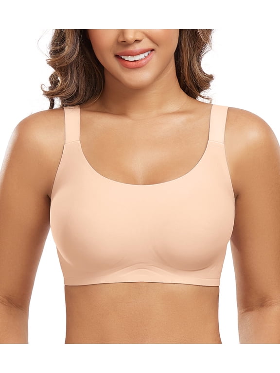 Women's Wireless Bras Full Coverage Seamless Comfort Bra(Beige,XL)