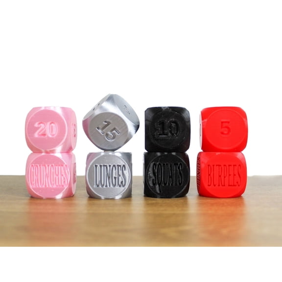 Exercise Workout Dice | Set of 2 Large 1.4" Dice | Ages 12+ | Movement & Repetition Game