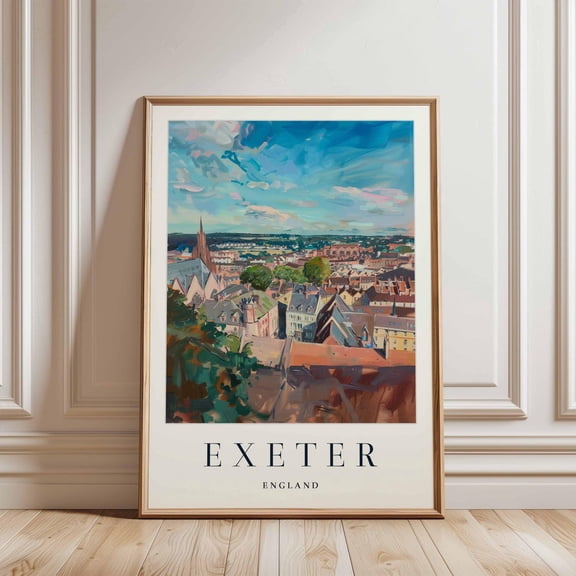 Exeter England Travel Uk Cityscape Art, Unframed Paper Print
