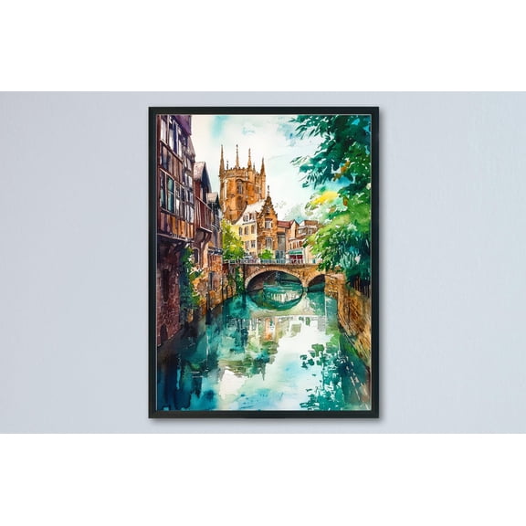 Exeter Poster Exeter Travel Print Exeter England Wall Art Historic City Decor Exeter Cathedral Architecture Landscape Print, Poster Only