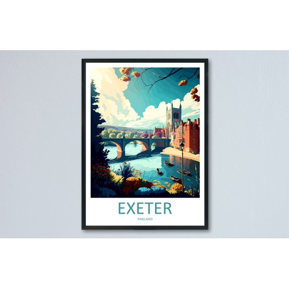 Exeter Scenic Travel Landscape England Wall Decor Unframed Paper Print