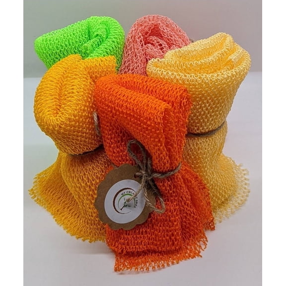 Exfoliating 100% Nylon African Bath Sponge 70", Bundle 1 (Pack of 5), Mesh Shower Sponge, Back Scrubber - My Organic Shea