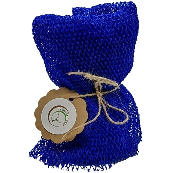 Exfoliating 100% Nylon African Bath Sponge 70", Mesh Shower Sponge, Back Scrubber, Navy Blue - My Organic Shea