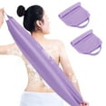 thumbnail image 1 of Exfoliating Back Scrubber 2 Pcs Nylon Exfoliating Washcloth Back Scrubber Topboutique Body Bath Pull Strap Scrubber with Handles for Massages Body Scrub Sponge Shower Loofah for Women Men Purple, 1 of 8