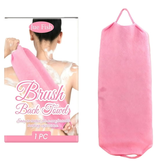 Exfoliating Back Scrubber Bath Gloves, Exfoliating Shower Towel for Body Scrub, Back Cleaner Wash Gloves to Remove Dead Skin (Pink)