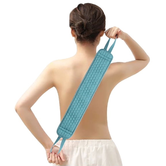 Exfoliating Back Scrubber with Handles, 36.2 Inch Double-Sided Back Exfoliator Body Scrub Towel, Exfoliating Washcloth Bath Tool for Use in Shower, Back Washer to Deep Clean Skin(Navy)