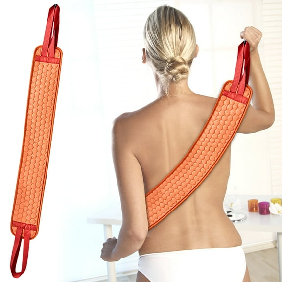 Exfoliating Back Scrubber with Handles,Nylon Back Exfoliator Extended Length Back Washers Stretchable Exfoliating Washcloth Pull Strap Shower Scrubber for Body Cleans Skin Massages for Women Men