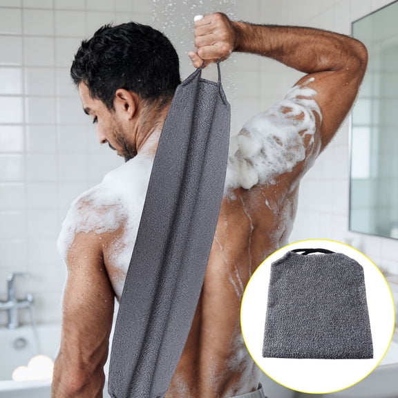 Exfoliating Back Scrubber with Handles, Nylon Back Exfoliator, Two Sides Stretchable Pull Strap Shower Deep Clean Skin Scrubber Washcloth Bath Towel for Women Men