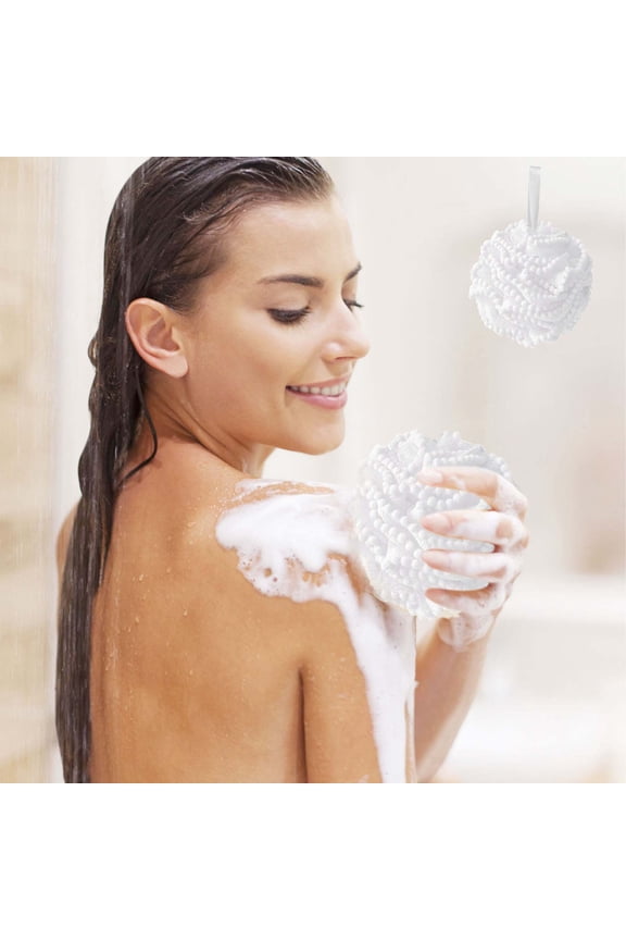 Exfoliating Bath Loofah Sponge Pouf,Extra Large Mesh Shower Sponge for Luxurious Lather with Body Wash, Gently Removes Dead Skin, PE Material