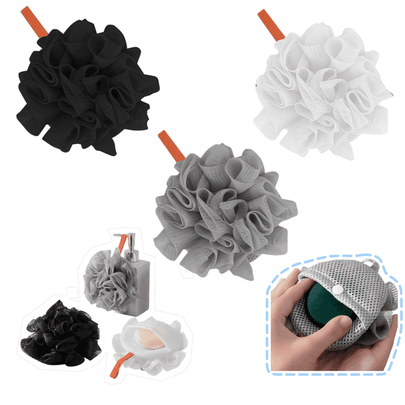 Exfoliating Bath Sponge Soap Saver Bags 3 Pack Mesh Soap Pouch Foaming Soap Holder with Hanging Loop for Travel Home Bathing Multicolor