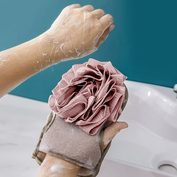 Exfoliating Bath Towel with Handles | Thickened Loofah Back Scrubber | Dual-Sided Textured Body Wash Glove | Deep Cleansing Plant Fiber | 23x14cm | Skin Revitalizing Spa Strip